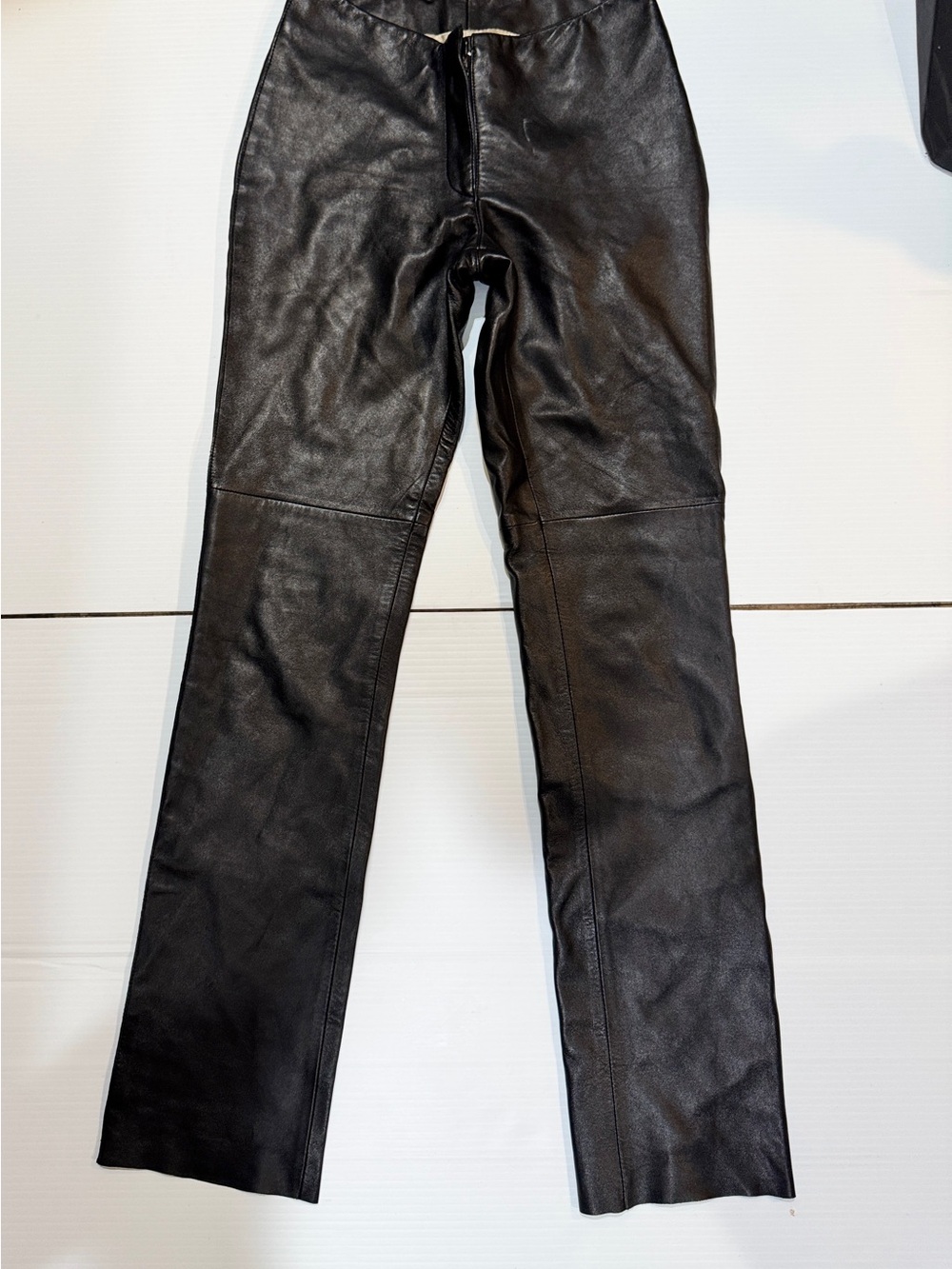Bebe Black Leather Pants Size 0 Straight Leg / Slight Flare - Picture 3 of 10